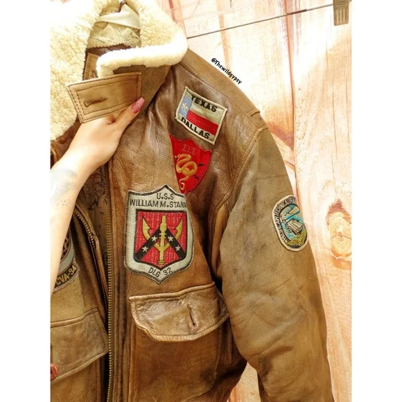 Sold π» Vintage flying tigers heavy weight leather flight jacket - Picture 4 of 11